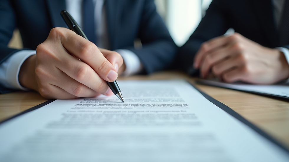 Close-up view of a strategic partnership agreement being signed