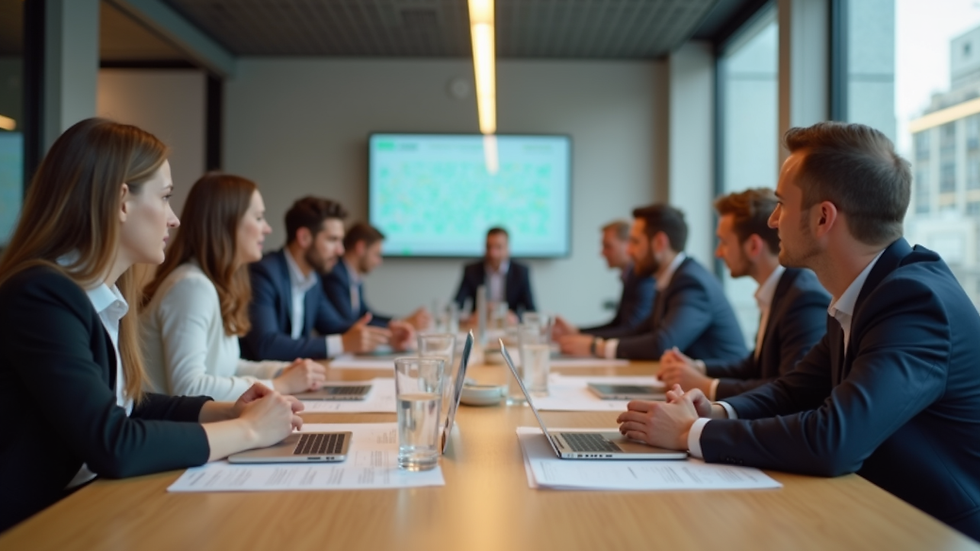 Eye-level view of a startup team discussing fundraising strategy around a table