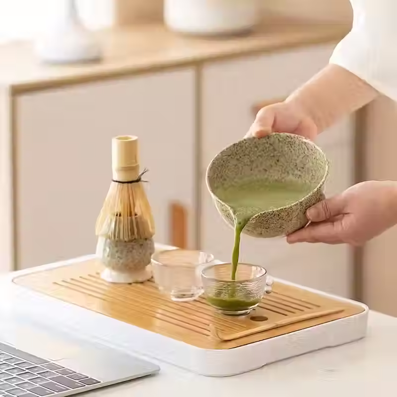 Thumbnail: Japanese matcha tea ceremony set, green speckled