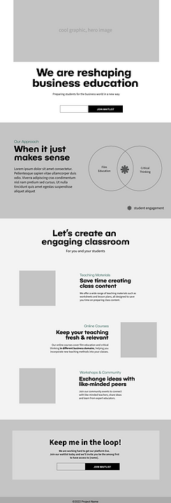 Lo-fi wireframe landing page
