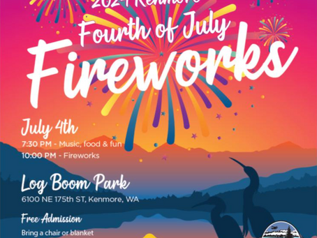 Kenmore's 4th of July Fireworks return to Log Boom Park from 10-10:30pm