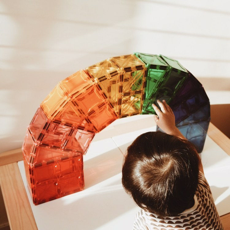 Thumbnail: Rainbow with Magblox magnetic tiles