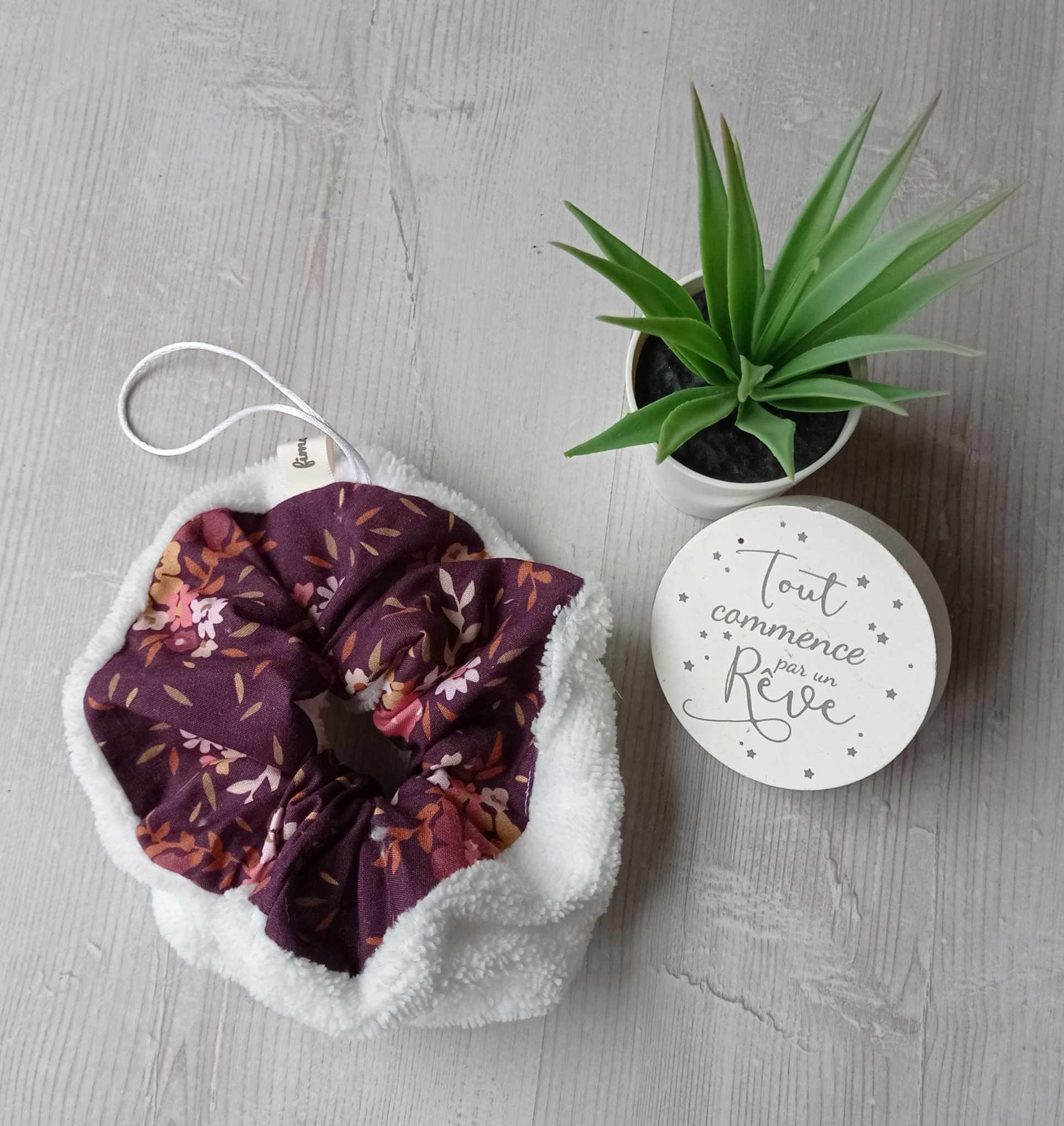 Fleur de douche en coton et éponge de bambou fait main