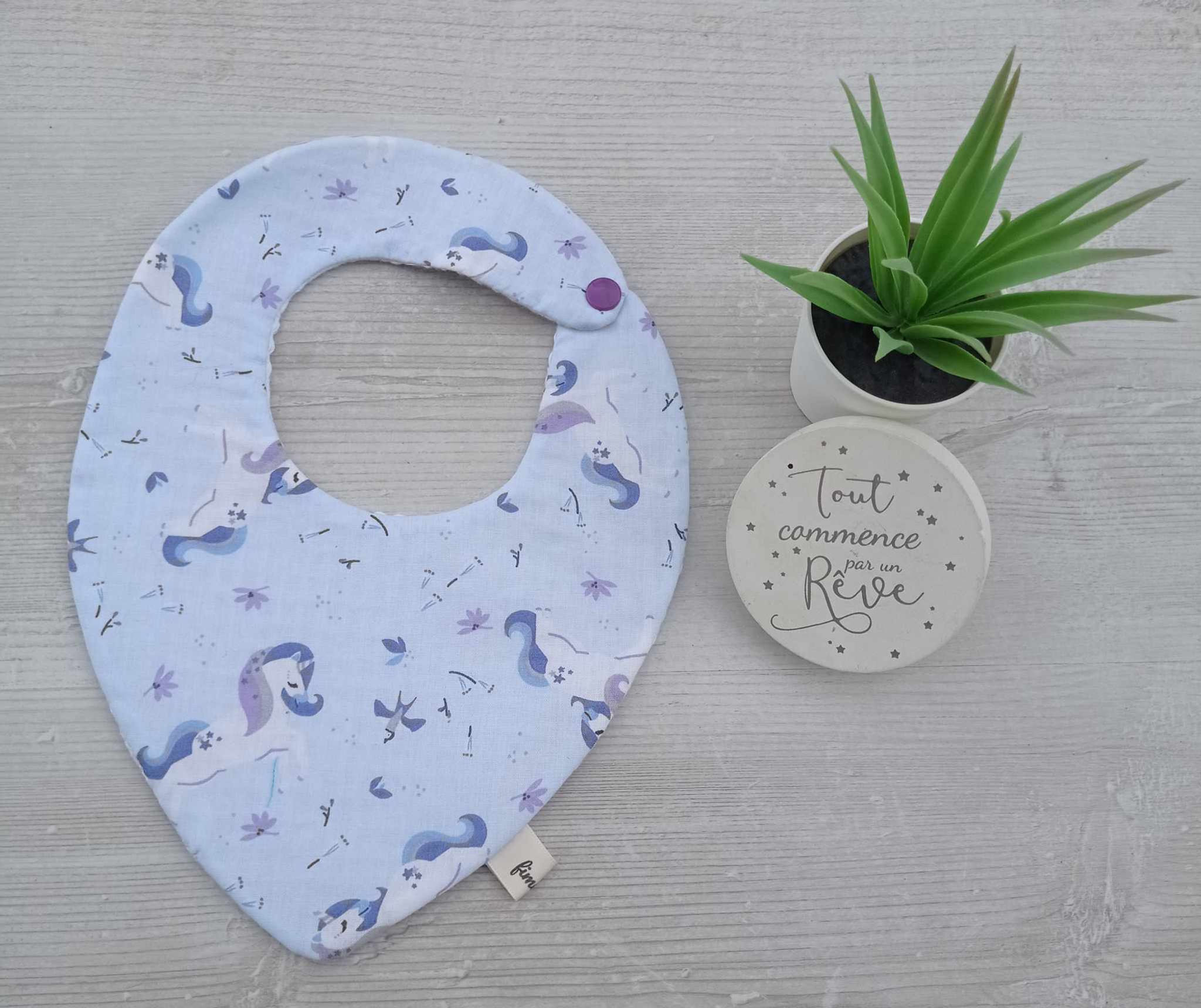 bavoir 1er âge collection licorne fait main