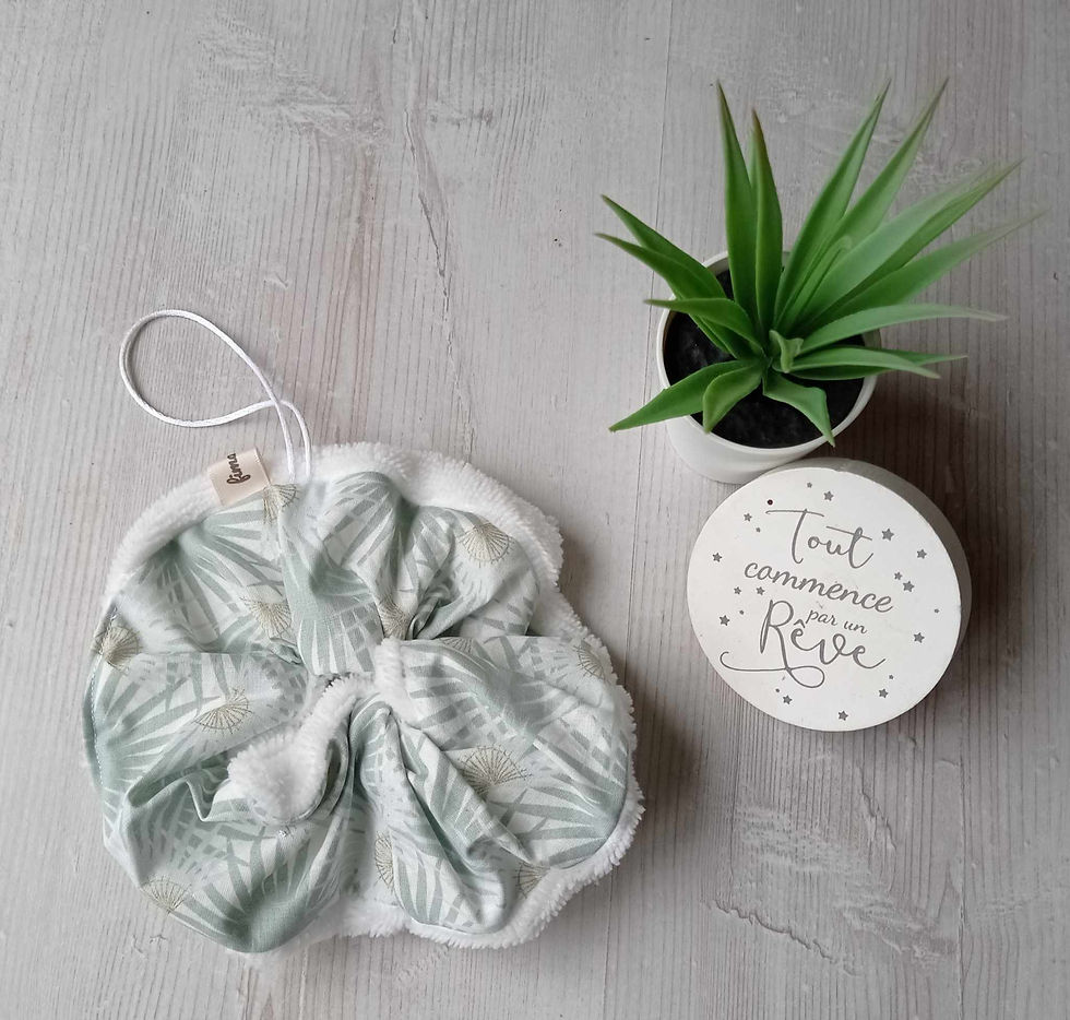 Fleur de douche en coton et éponge de bambou fait main