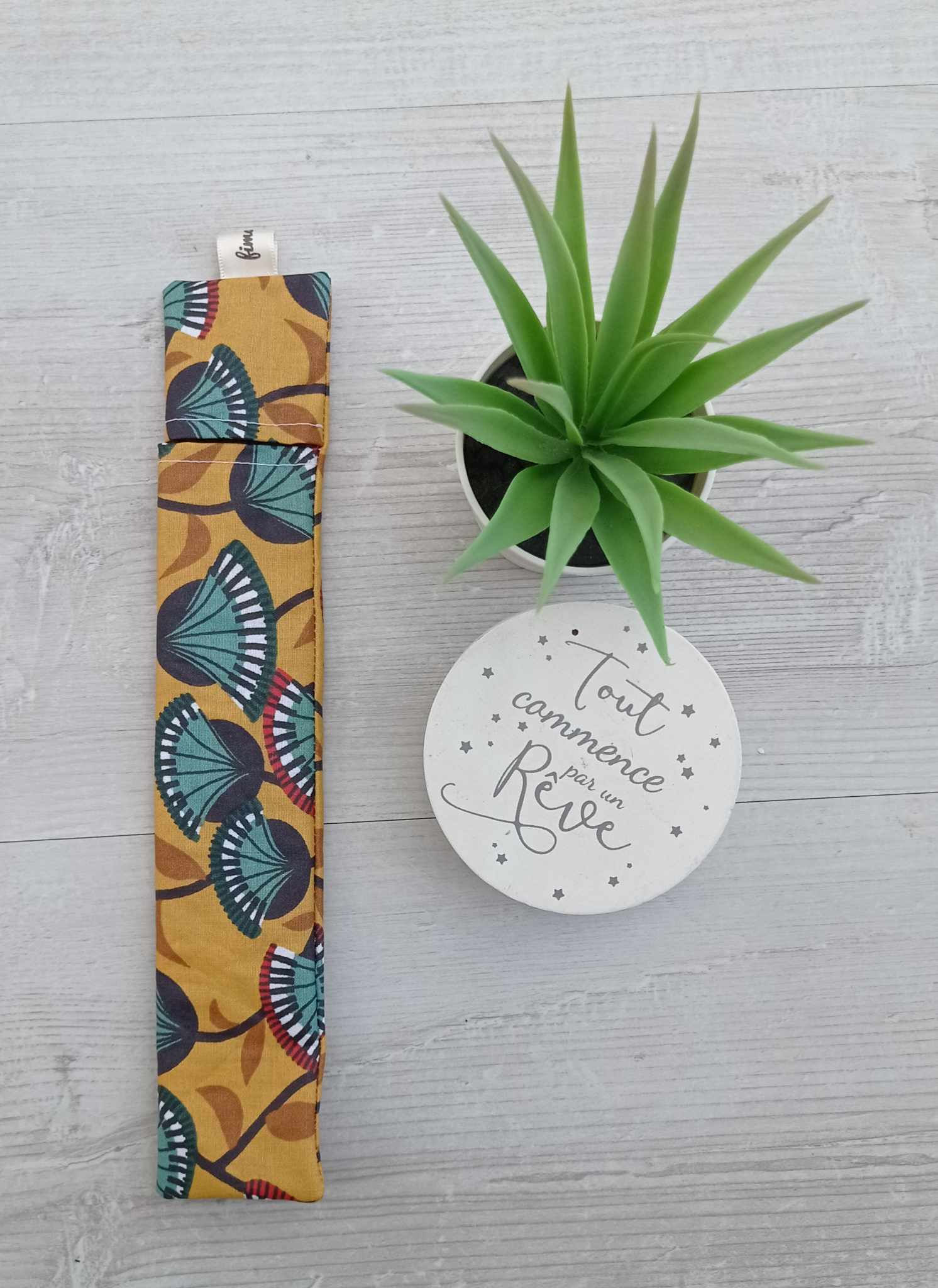 étui à brosse à dent en coton enduit fait main