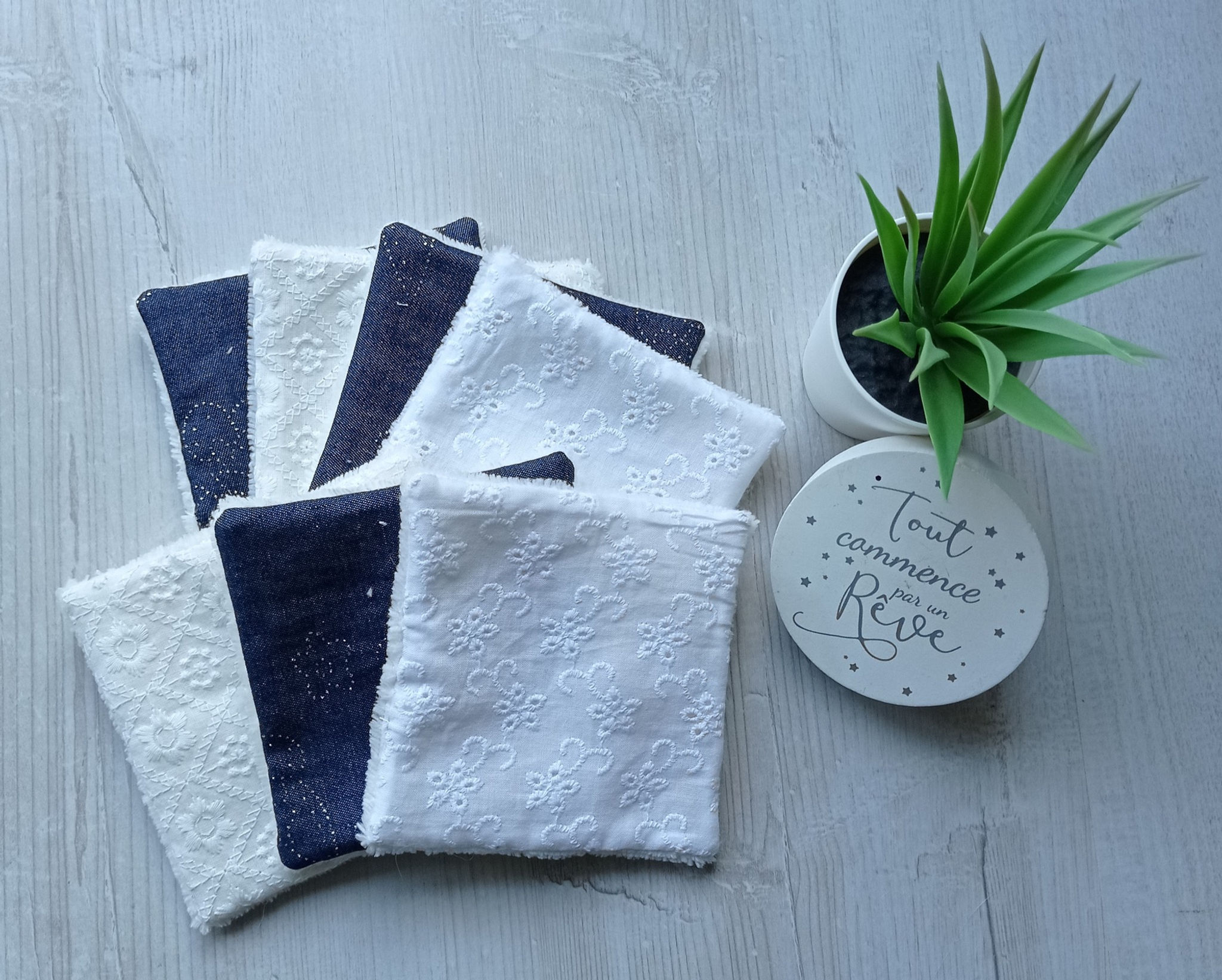 lot 7 lingettes lavables