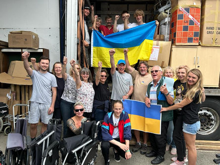 Volunteers after loading aid in lorry