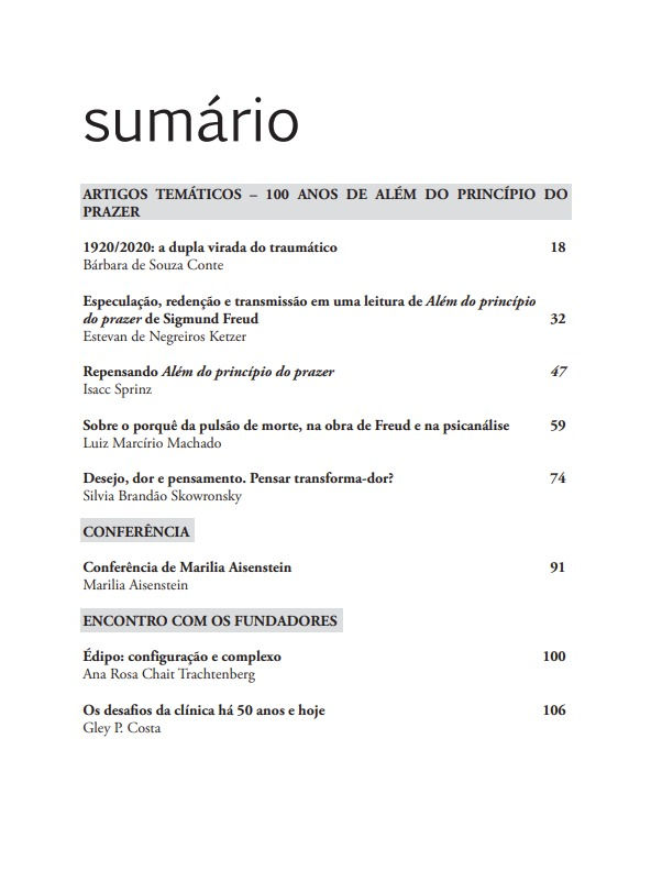 Produto: Revista Psicanálise v. 22, n. 1, 2020