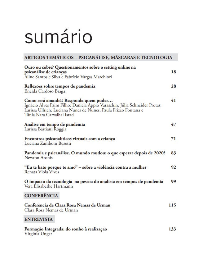 Produto: Revista Psicanálise V 20, nº 1, 2018