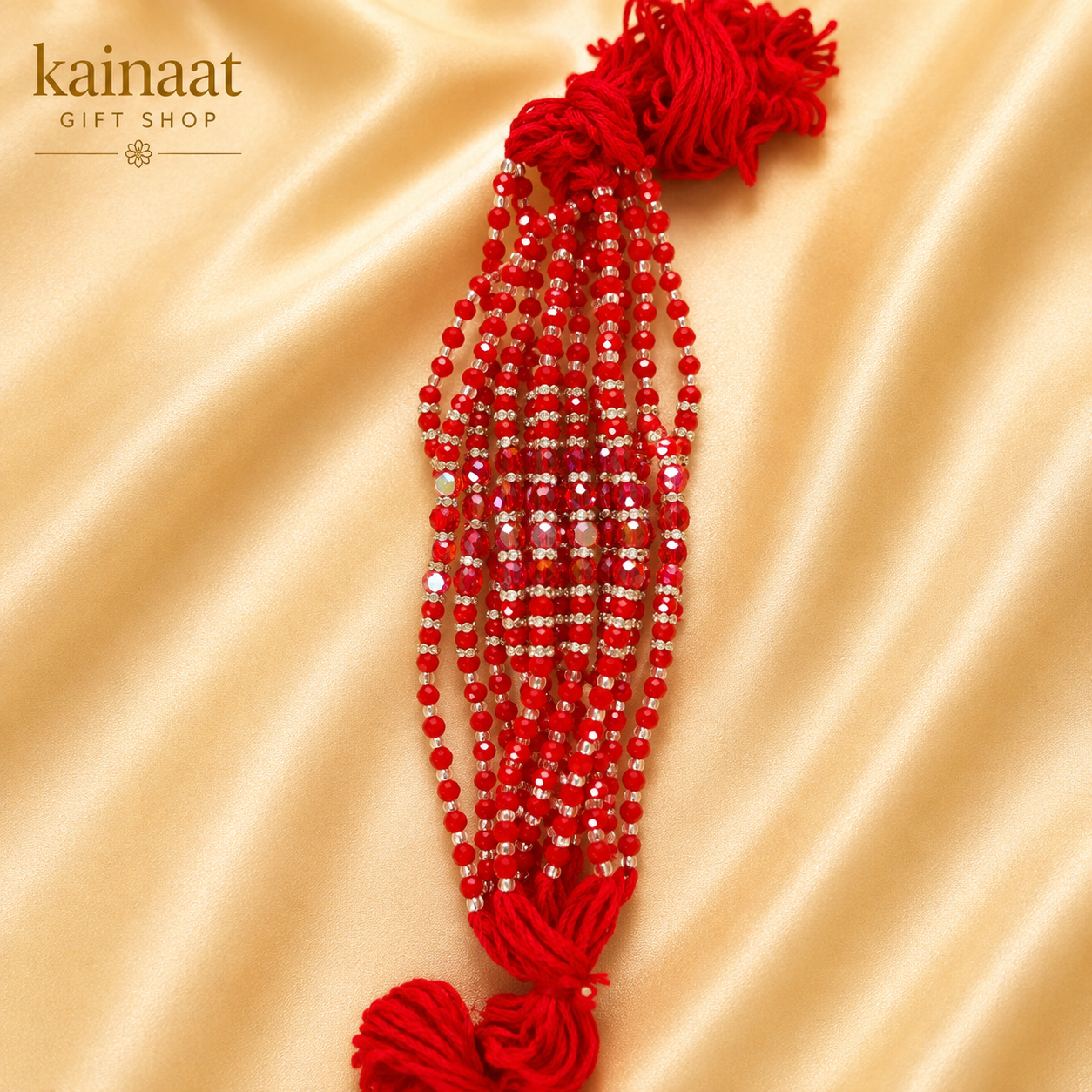 Ruby Red Crystal Beaded Rakhri