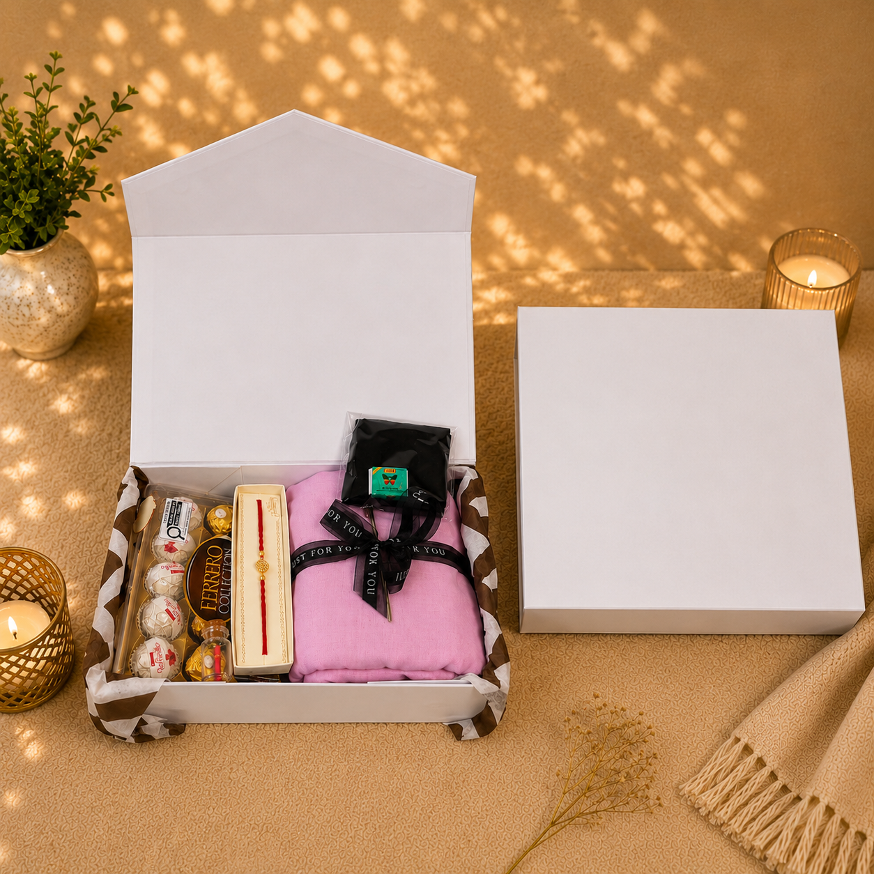 White(Plain) Rakhi Gift Box for Brother
