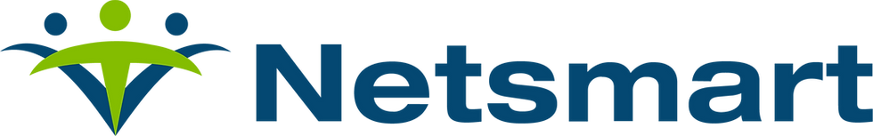 Netsmart logo with a stylized green and blue graphic of three figures. The word "Netsmart" is written in bold blue font on a white background.
