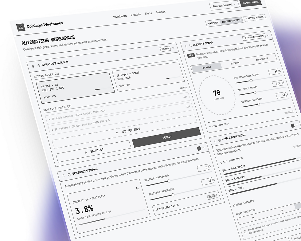 CoinLogic Wireframe Mid-Fid Alternate