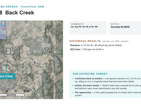 EL9938 Back Creek — a silver–gold system hidden in a tin-era dataset