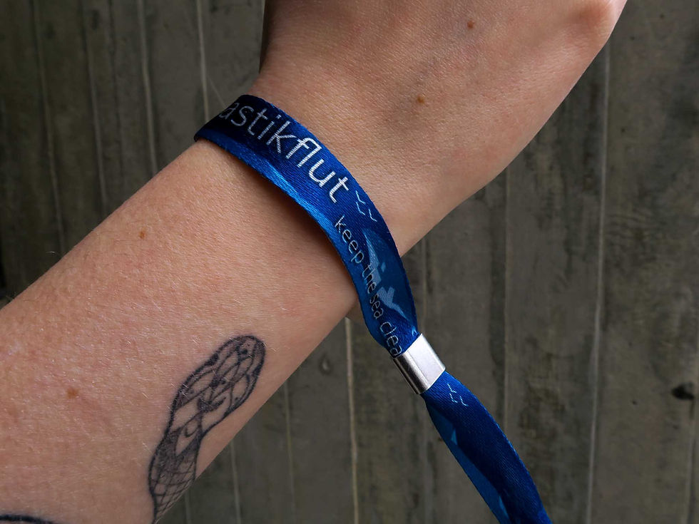 Thumbnail: Plastikflut Armband am Handgelenk