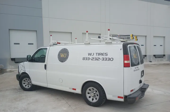WJ Tires service van fully equipped for mobile tire service