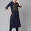 Thumbnail: Floral printed round neck, three-quarter regular sleeves