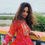 Thumbnail: Long gown with bandhej print with embroidery work