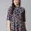 Thumbnail: Navy blue and beige regular shirt style top