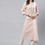 Thumbnail: Women Pink Floral Printed Beads and Stones Pure Cotton Kurta with Trousers