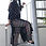 Thumbnail: Black colour rayon straight kurta with paired Printed pant