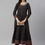 Thumbnail: Women Black & Blue Floral Printed Gotta Patti Anarkali Kurta