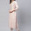 Thumbnail: Women Pink Floral Printed Beads and Stones Pure Cotton Kurta with Trousers