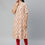 Thumbnail: Cream-Coloured and Red  printed A-line khadi kurta