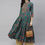 Thumbnail: Green and pink floral printed Anarkali shape with layered style