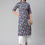 Thumbnail: blue and peach-coloured Floral printed Mandarin collar Three-quarter, roll-up