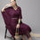 Thumbnail: Burgundy and golden kaftan calf length kurta