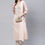 Thumbnail: Women Pink Floral Printed Beads and Stones Pure Cotton Kurta with Trousers