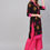Thumbnail: Black, pink and mustard yellow  printed straight kurta