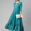 Thumbnail: green Solid Round neck Three-quarter regular sleeves Anarkali shape