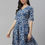 Thumbnail: Blue and white floral print wrap dress