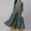 Thumbnail: Green and pink floral printed Anarkali shape with layered style