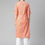Thumbnail: peach-coloured & green Floral printed Mandarin collar Kurti