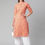Thumbnail: peach-coloured & green Floral printed Mandarin collar Kurti