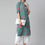 Thumbnail: Green and pink Floral printed Mandarin collar Kurti