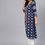 Thumbnail: Navy Blue and off-white printed layered A-line kurta with ghungroo