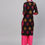 Thumbnail: Black, pink and mustard yellow  printed straight kurta