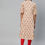 Thumbnail: Cream-Coloured and Red  printed A-line khadi kurta