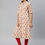 Thumbnail: Cream-Coloured and Red  printed A-line khadi kurta