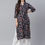 Thumbnail: Navy Blue Ethnic motifs printed Mandarin collar