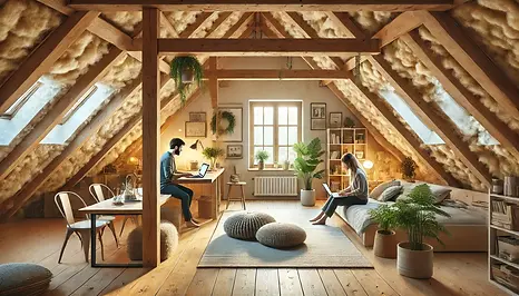 laine de bois maison en A couple.webp