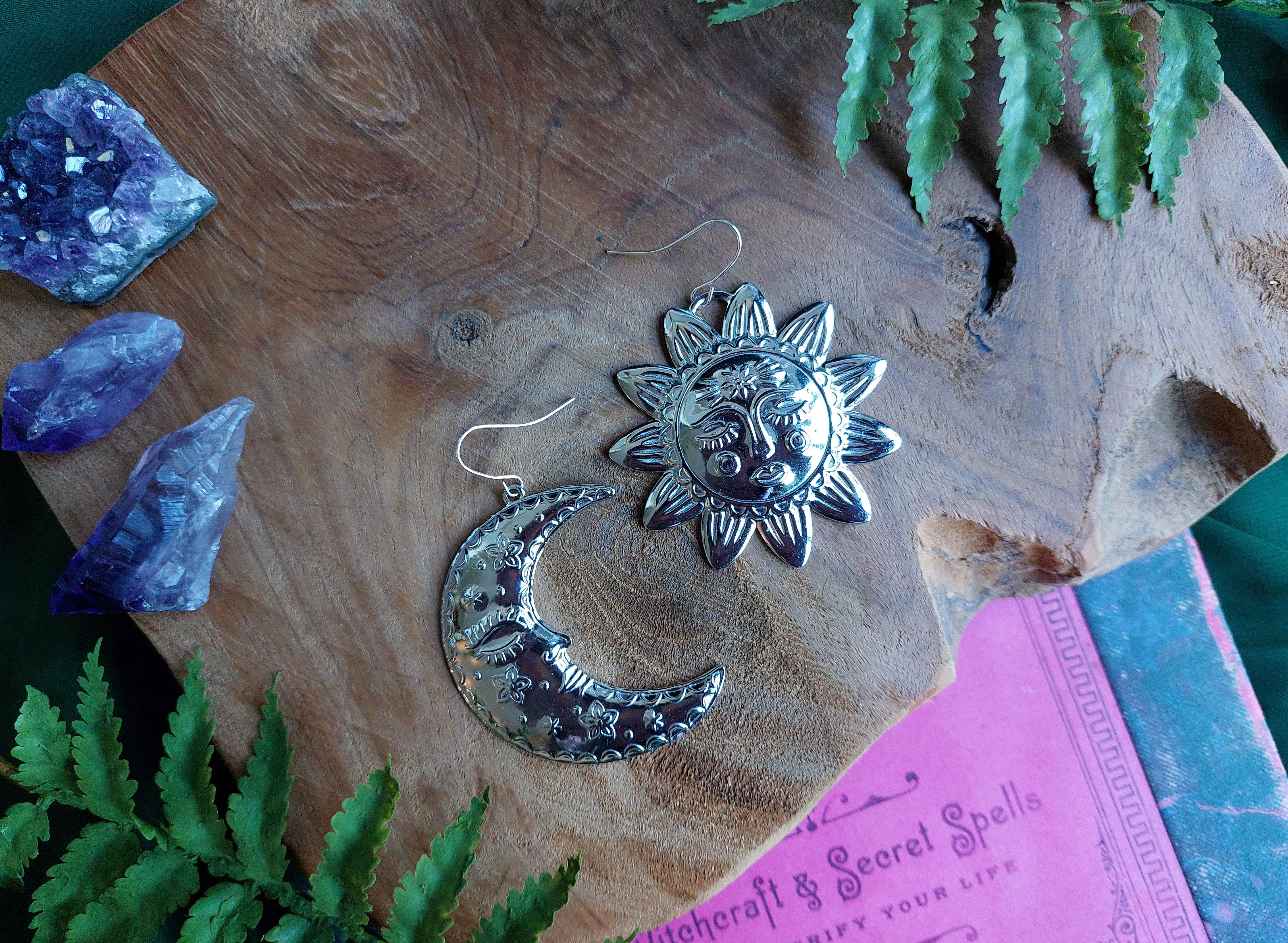 boho 'sun & moon' oorbellen * zilver