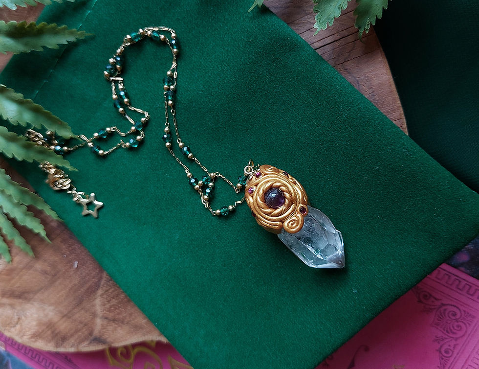 Thumbnail: amulet 'arwen' * rockcrystal+ amethyst