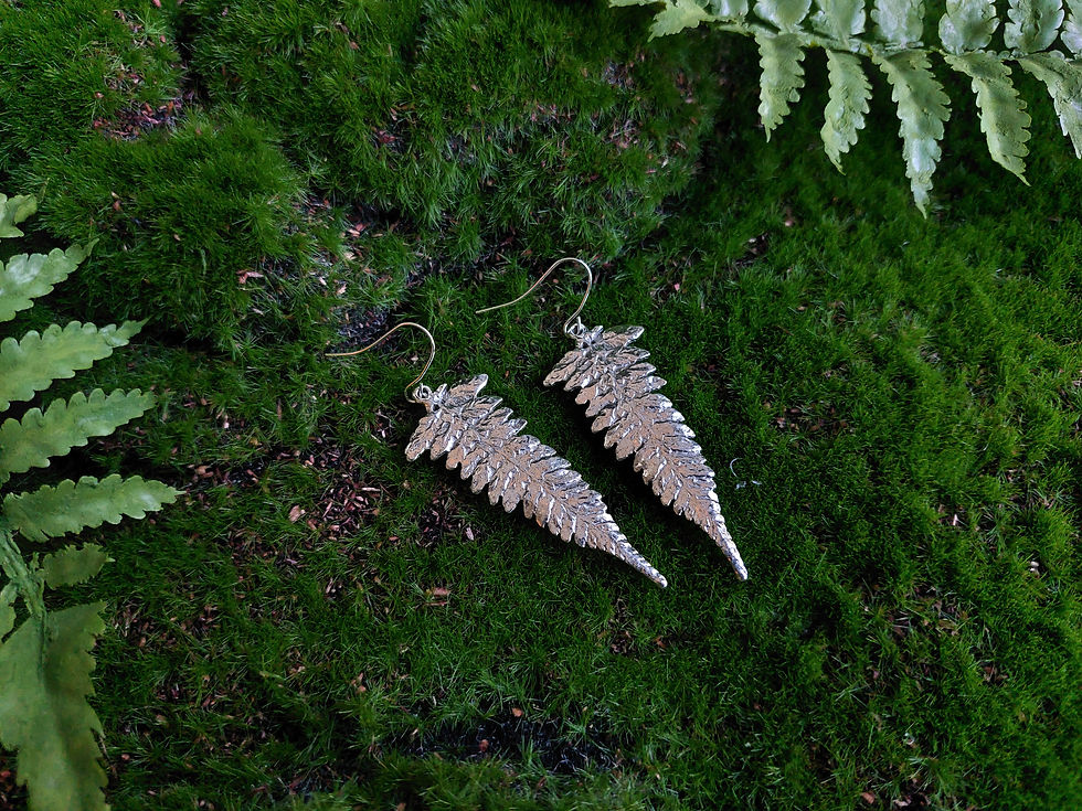 Thumbnail: oorbellen 'fern' * zilver