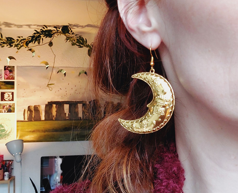 Thumbnail: boho sun & moon earrings (big!)